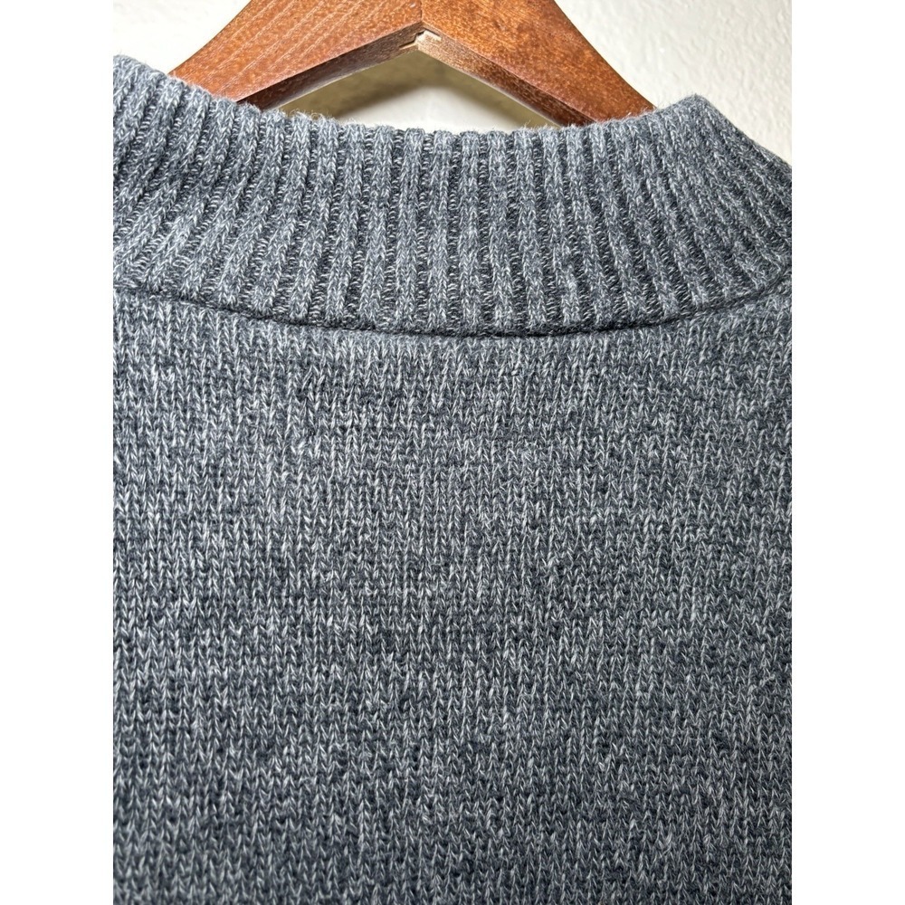 CHAPS Men's Grey Henley Cotton Knit Sweater XL w/Brown Suede Elbow Patches - Picture 8 of 8